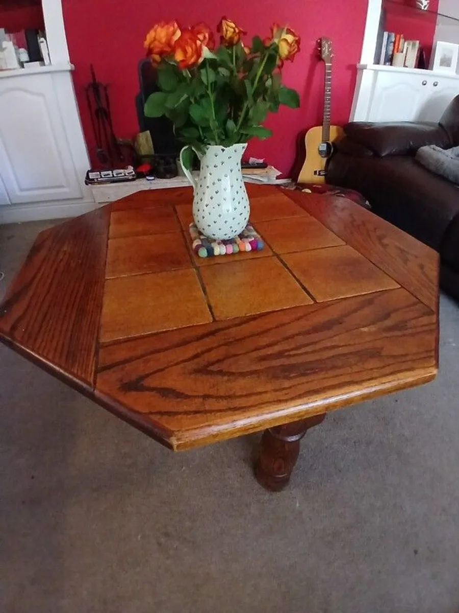Solid oak tile top table - Image 2