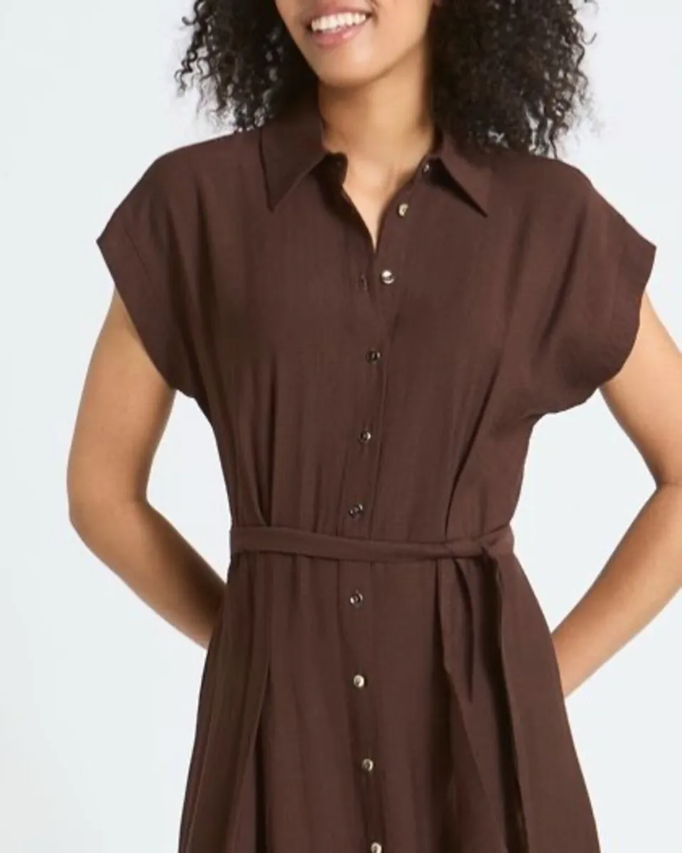 NEW Chocolate Belted Button Through Midi Dress - Image 3