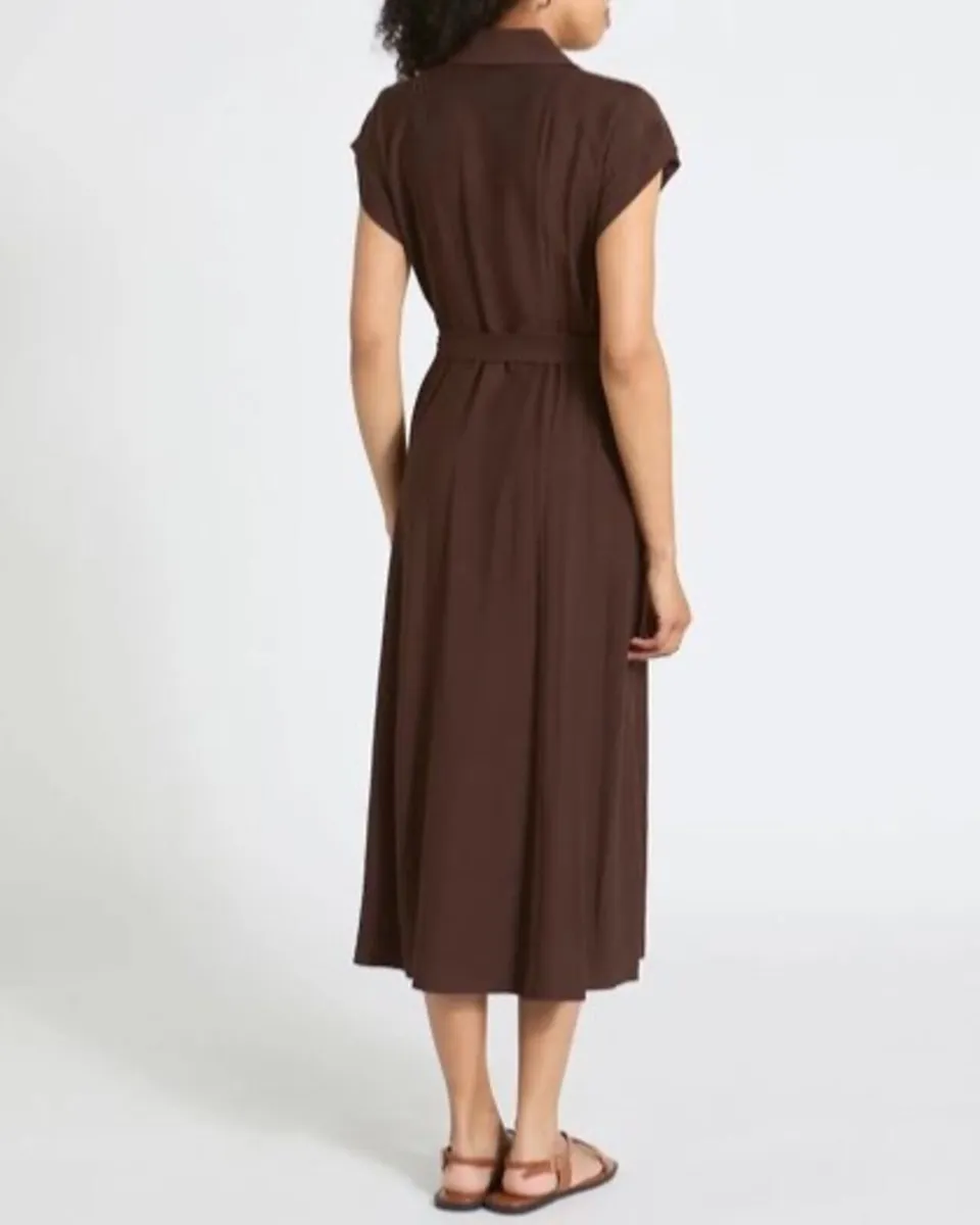 NEW Chocolate Belted Button Through Midi Dress - Image 4