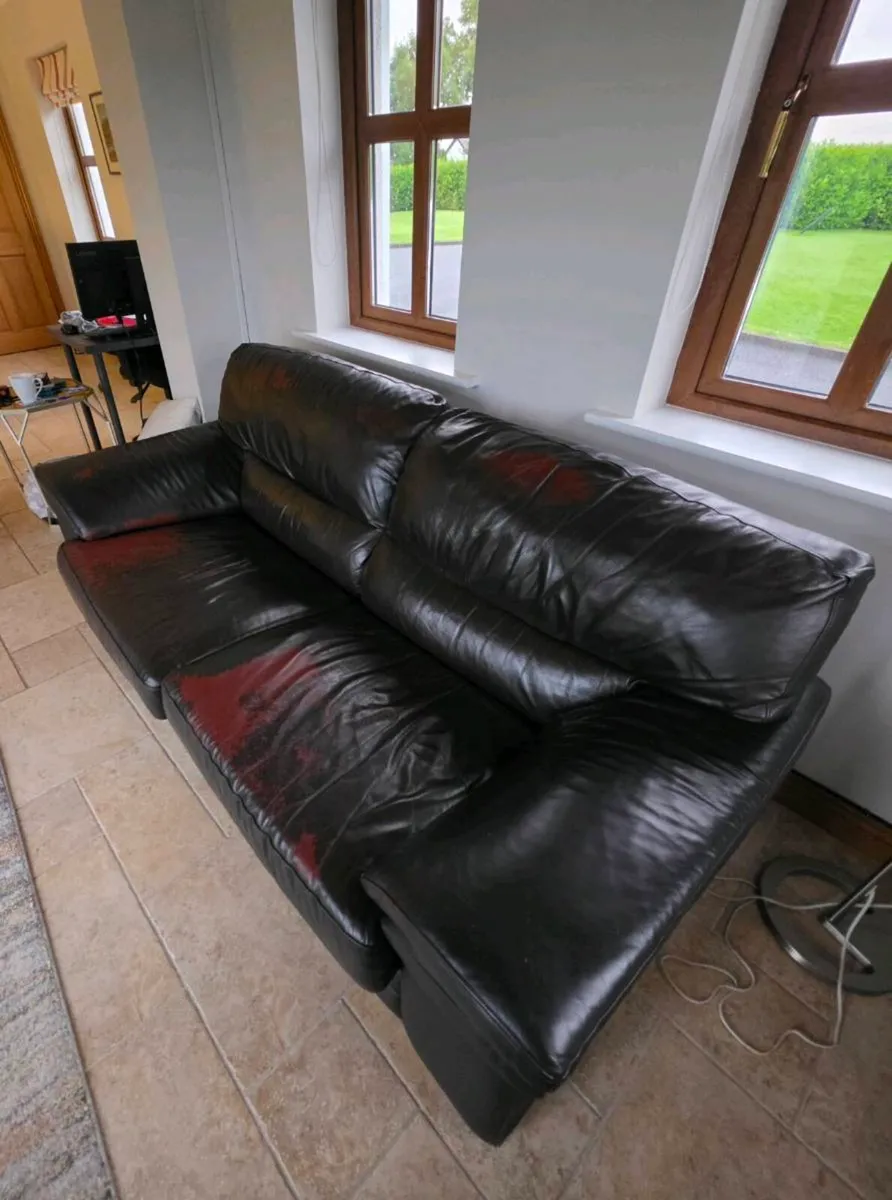 Leather couch, 3 seater - Image 2
