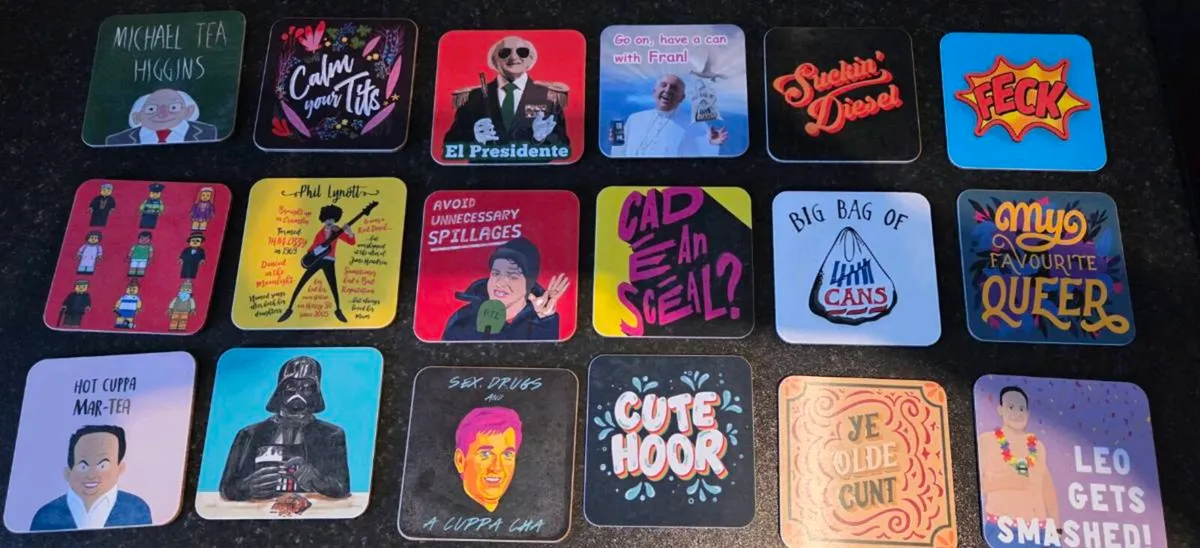 Job lot novelty cards ,coasters and jewellery - Image 2