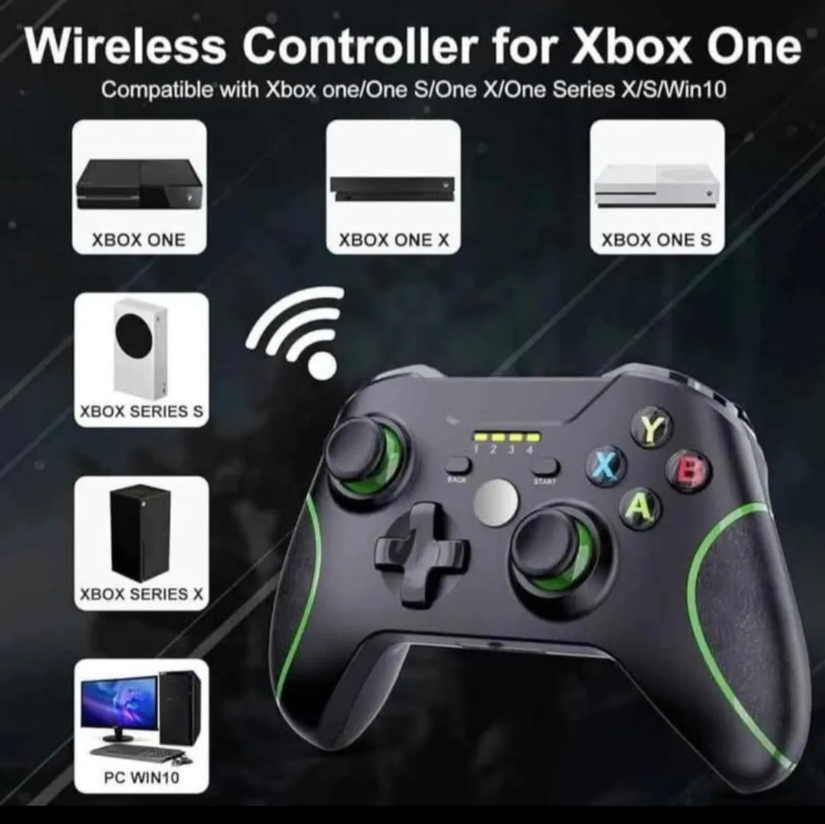 XBOX ONE WIRELESS CONTROLLER Black and Green Shade - Image 2