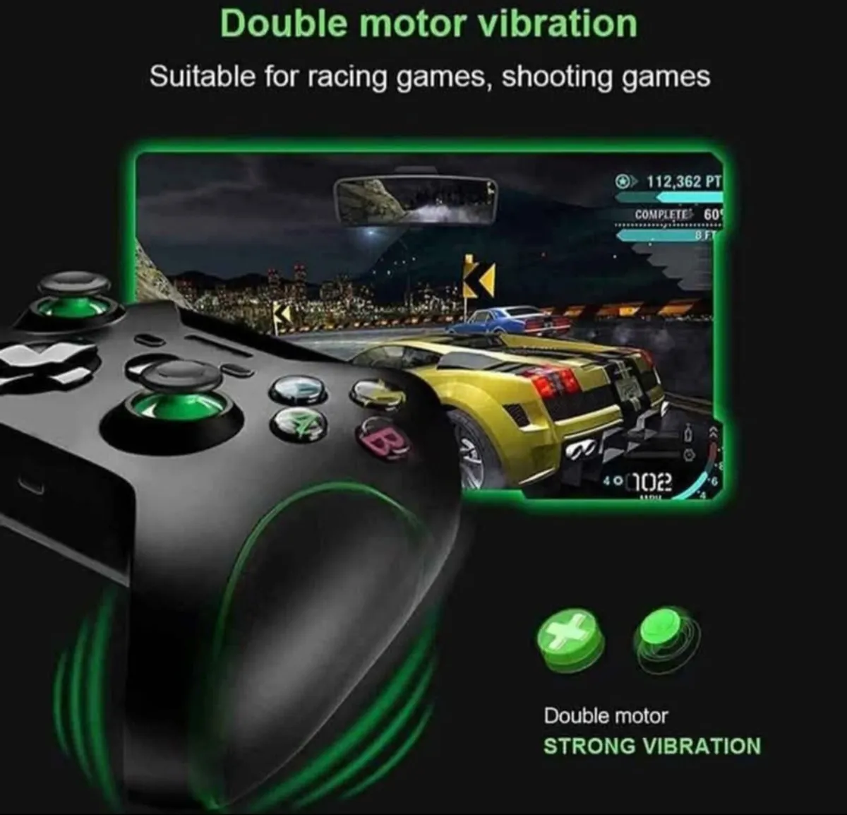 XBOX ONE WIRELESS CONTROLLER Black and Green Shade - Image 1