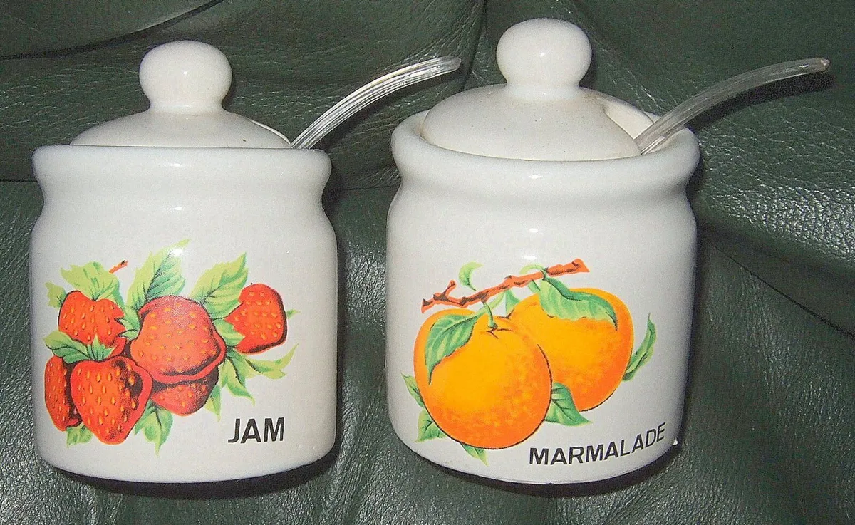 Vintage 1970s Ceramic Jam & Marmalade Pots - Image 2