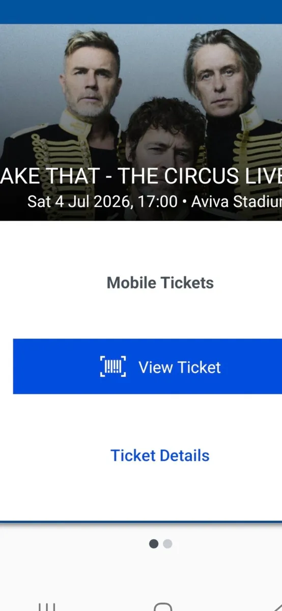 Take That Seated Tickets AVIVA July 4th