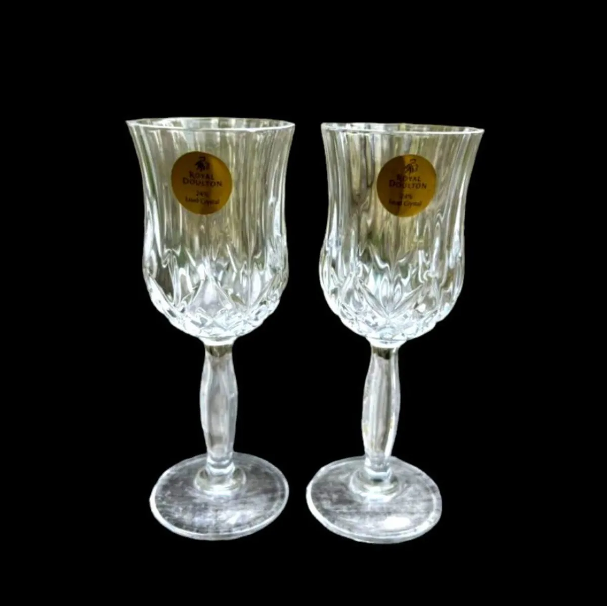 Pair of Royal Doulton Roma Crystal Wine Glasses - Image 2