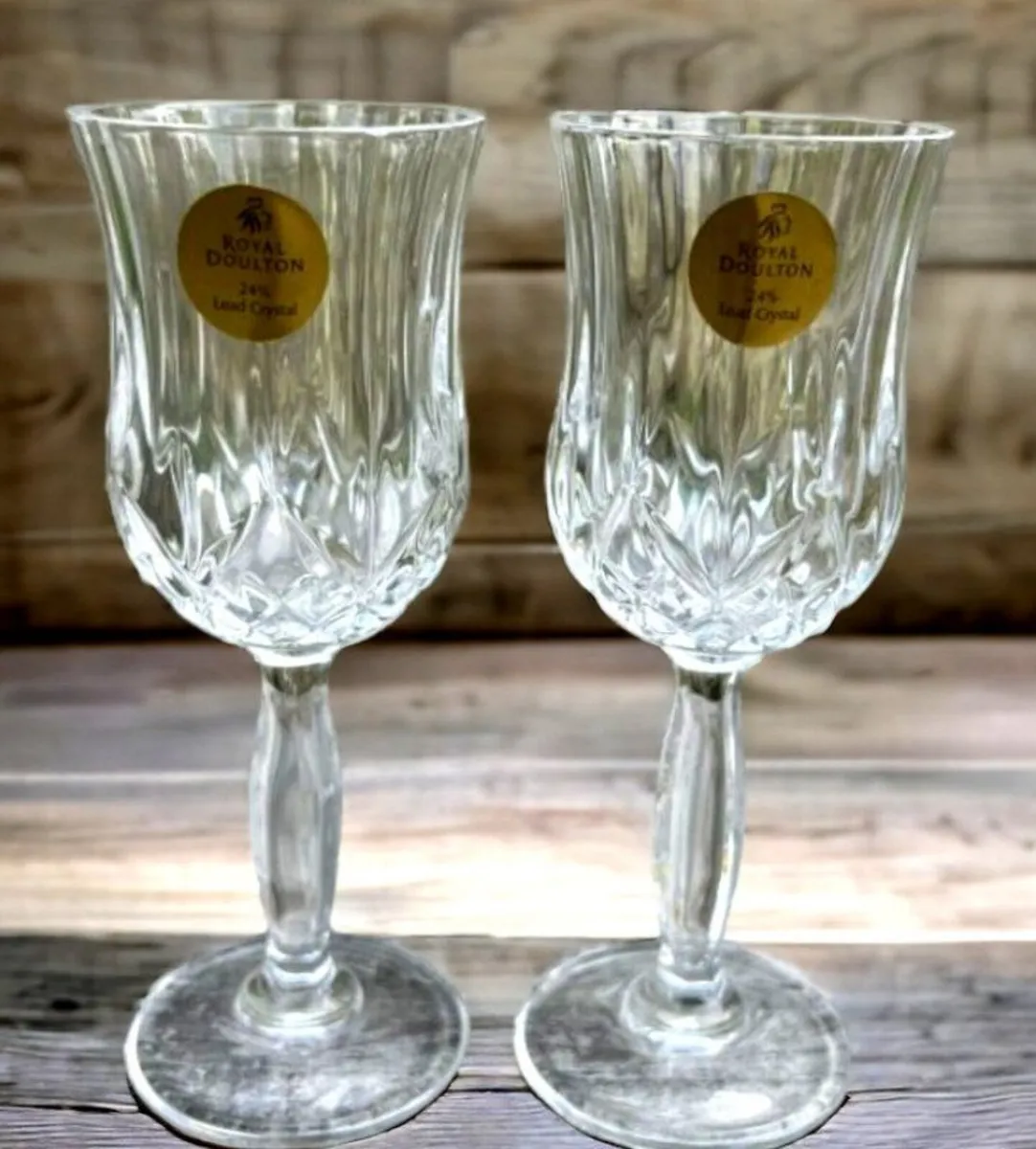 Pair of Royal Doulton Roma Crystal Wine Glasses - Image 4