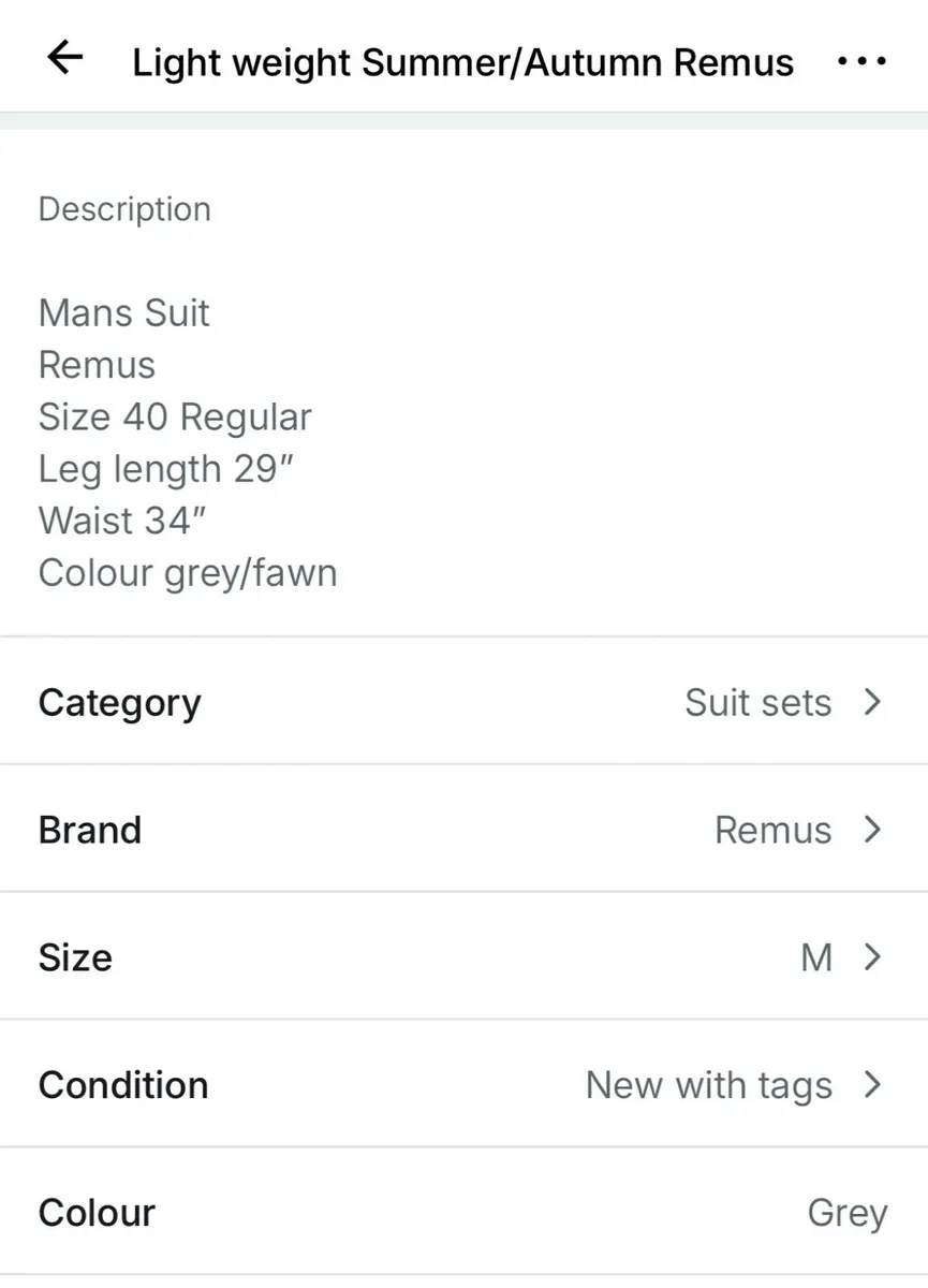 Remus Light weight Mans Suit. - Image 4