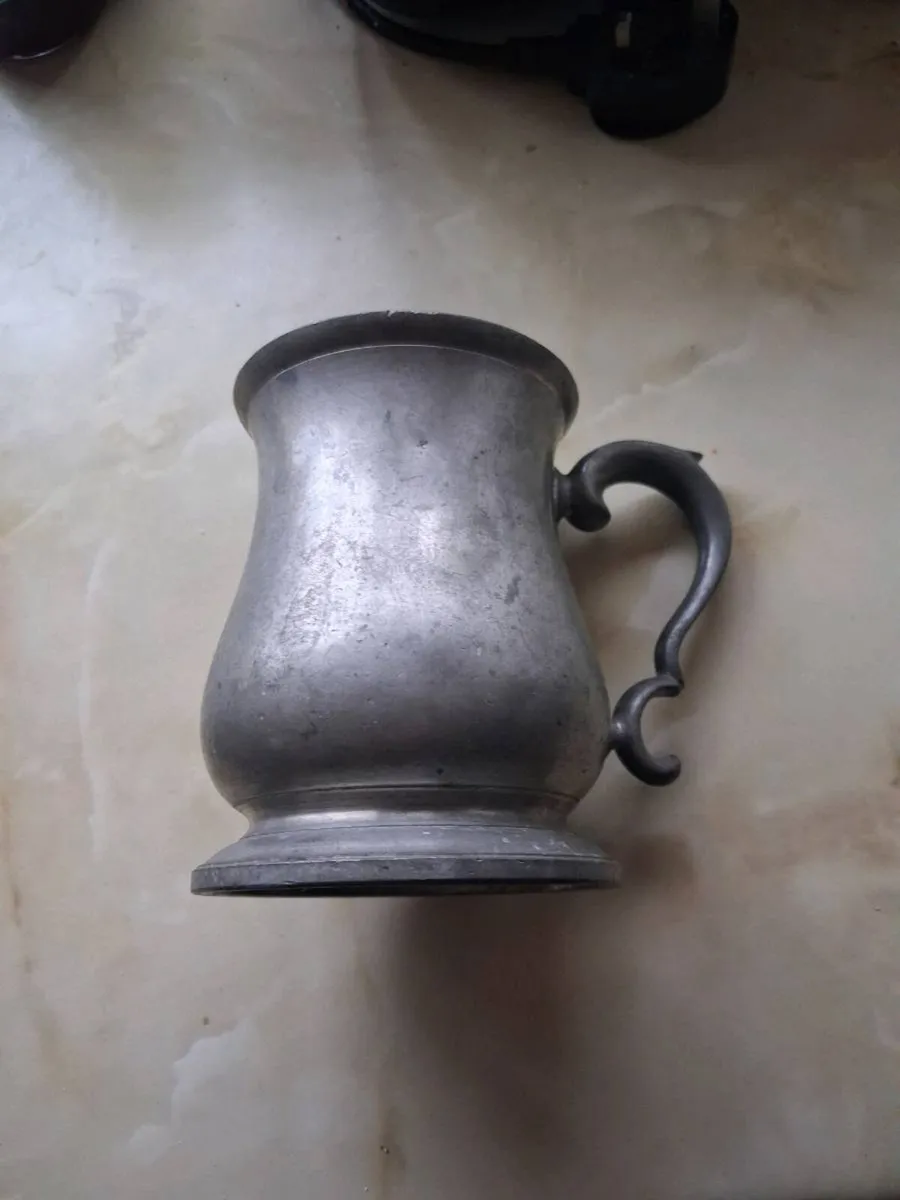 Vintage heavy pewter tankard - Image 2