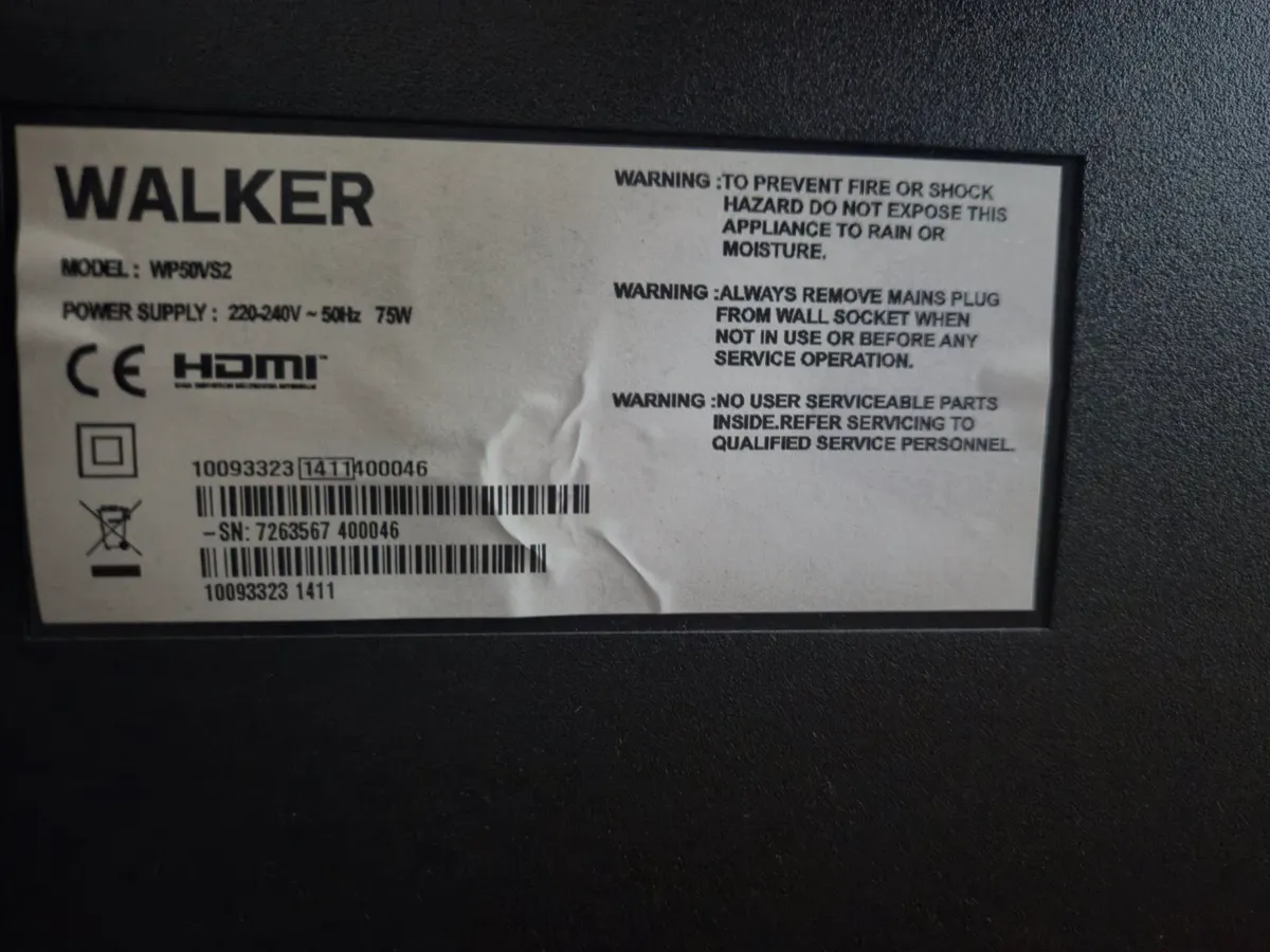 50" Walker TV with satellite box build in - Image 2