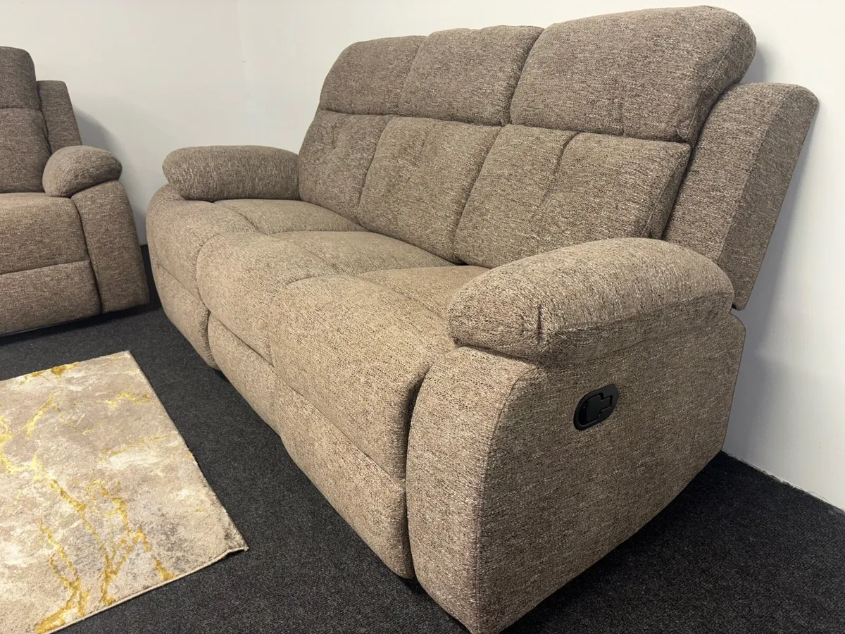 New 3+2+1 Beige Fabric Recliners FREE DELIVERY - Image 3