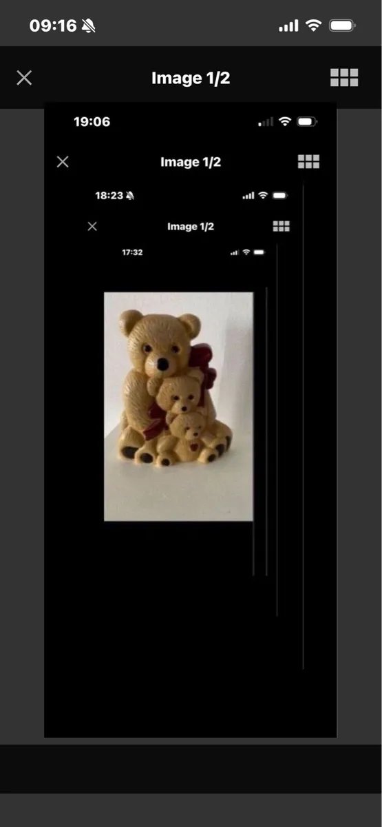Cast Iron Teddy Bear Family Door Stop - Image 1