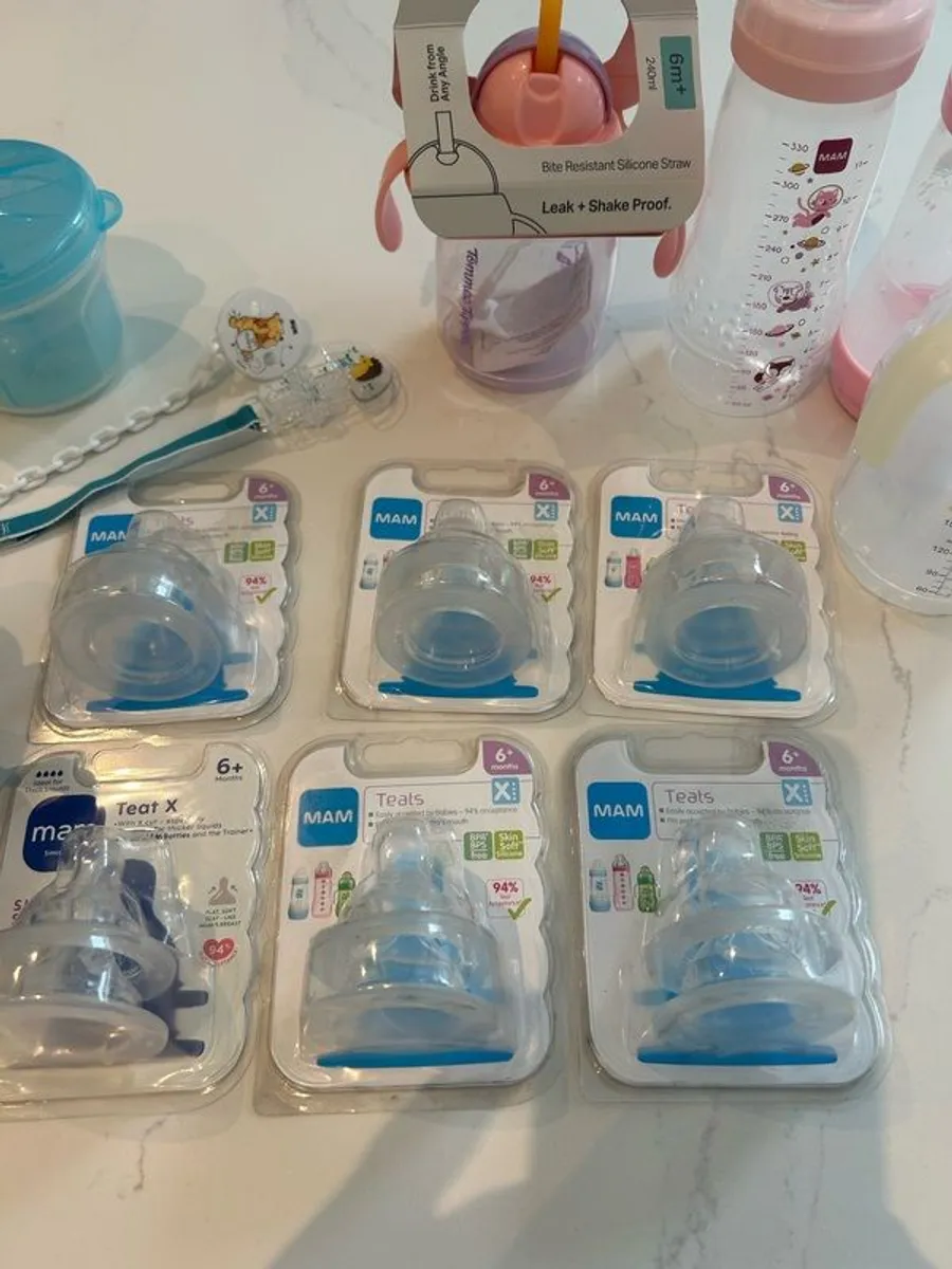 mam teats 6+ months (size x) (6 packs) plus beakers/bottles etc! - Image 2