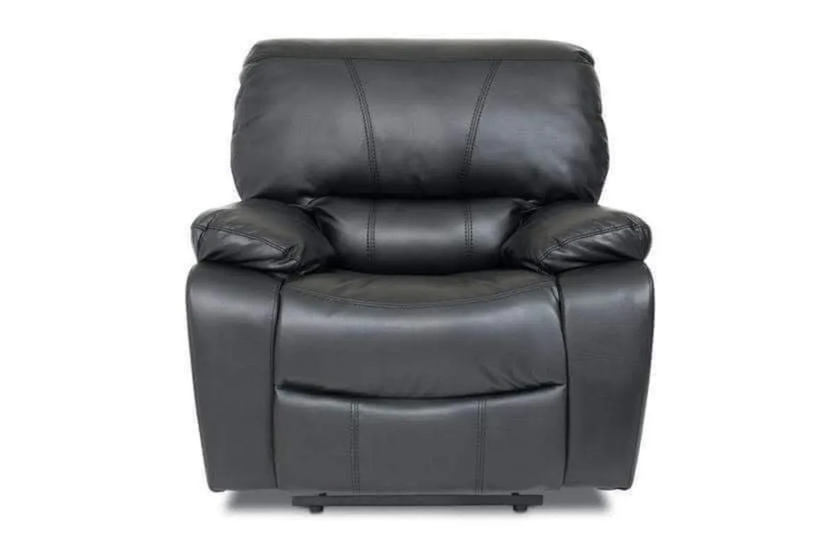 Italian leather recliner arm chairs high back - Image 2