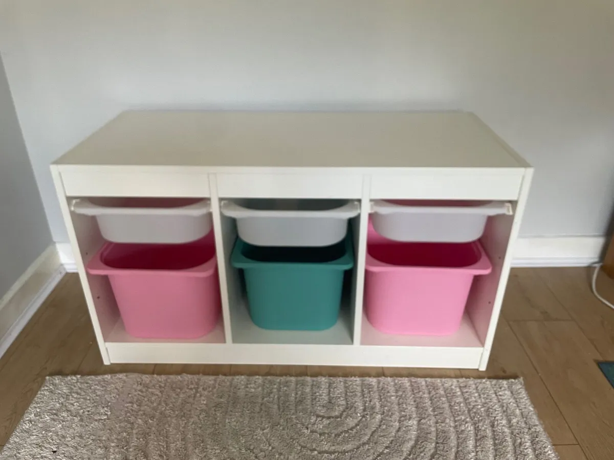 IKEA Toy Storage Unit with 6 Storage Bins - Image 1