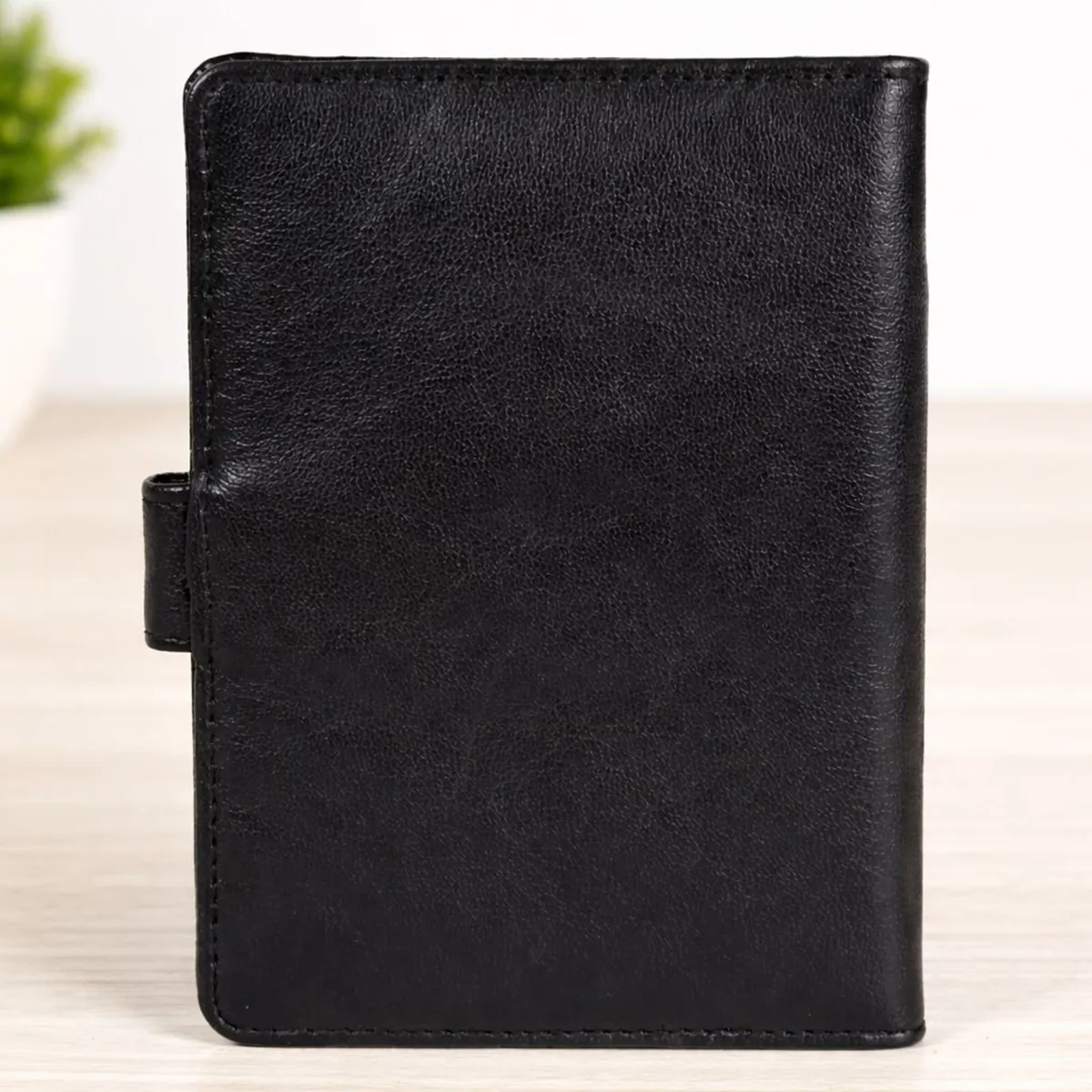 Leather Passport Holder Black Travel Wallet - Image 3