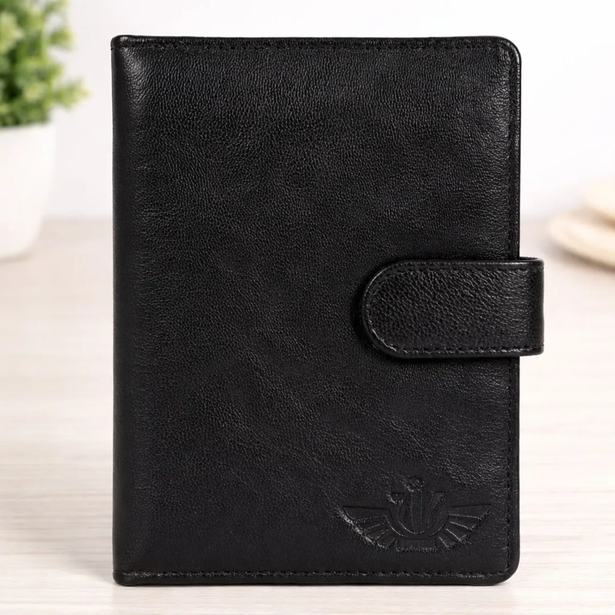 Leather Passport Holder Black Travel Wallet - Image 1