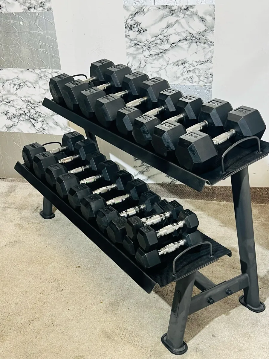 HEX DUMBBELLS WITH RACK , - Image 1