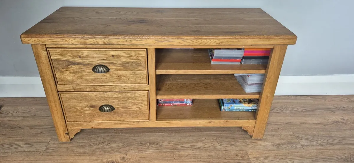 Solid Oak Tv Unit - Image 1