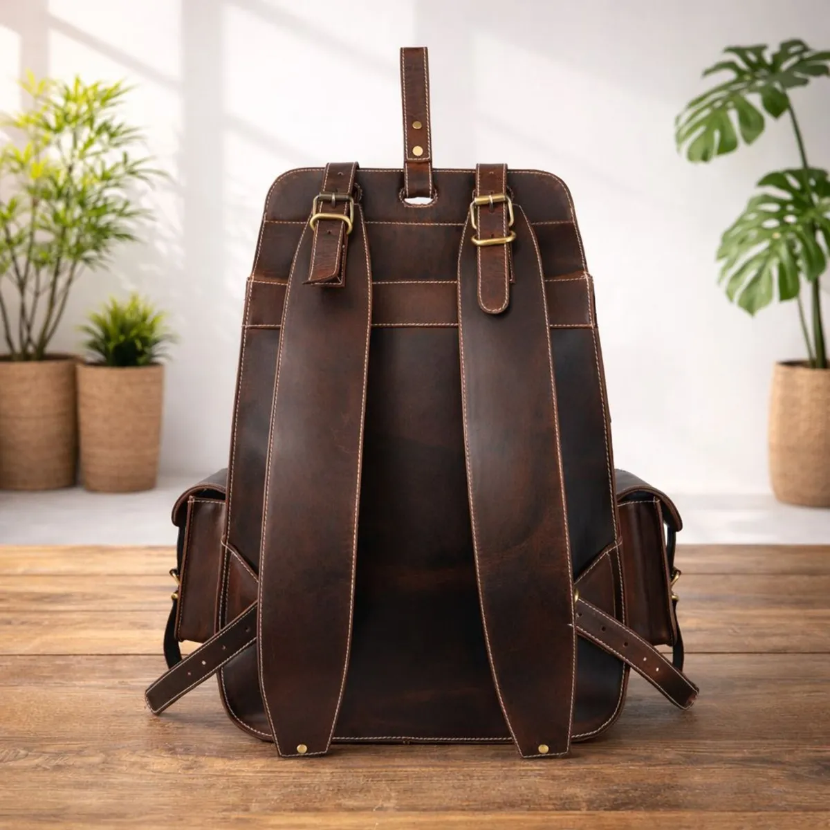 Genuine Leather Backpack  Rustic Leather Backpack - Image 3