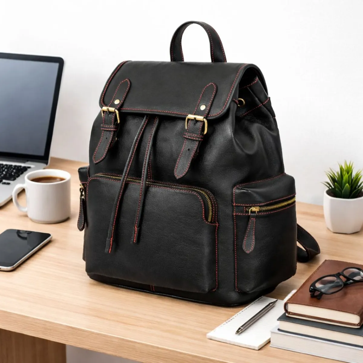 Genuine Leather Backpack Rustic Leather Backpack - Image 1