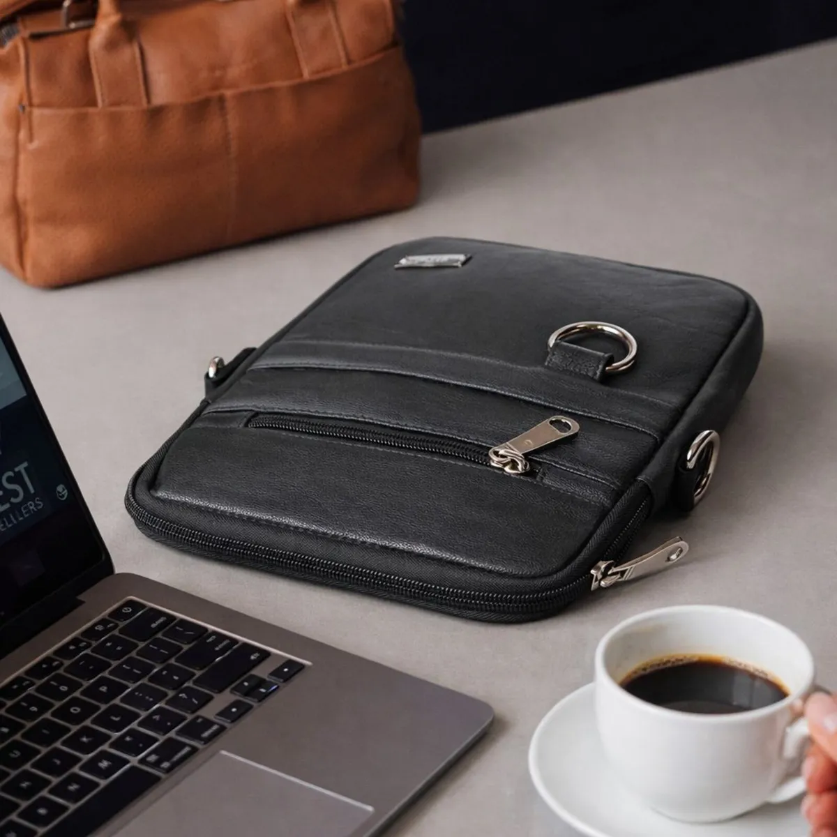 Leather Sling Bag vintage Crossbody Chest Bag - Image 1