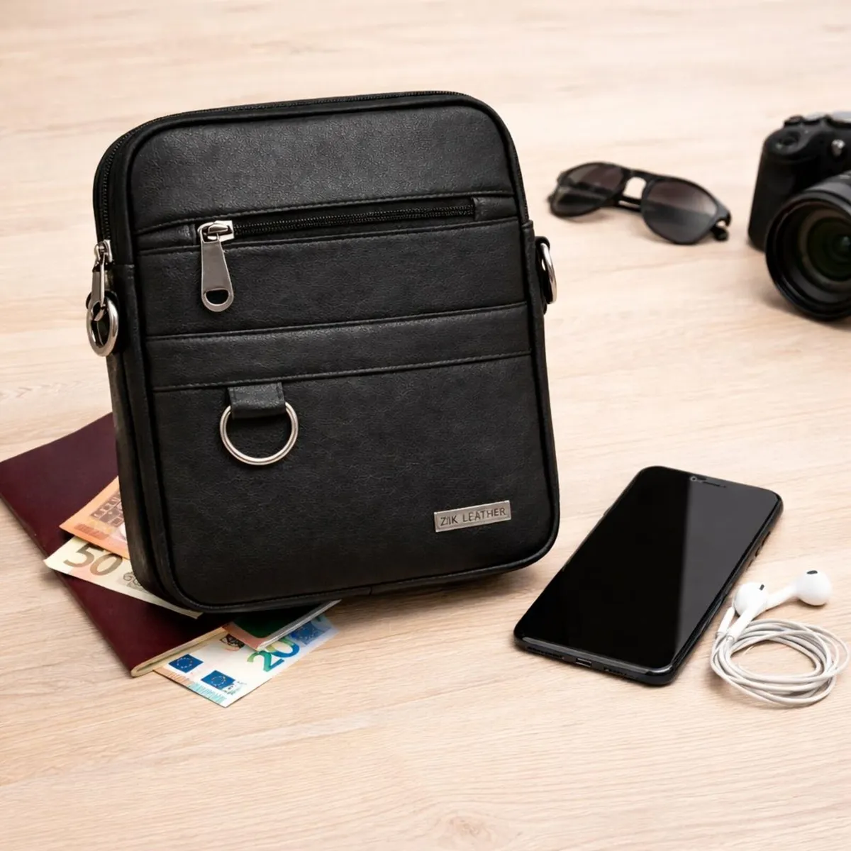 Leather Sling Bag vintage Crossbody Chest Bag - Image 4