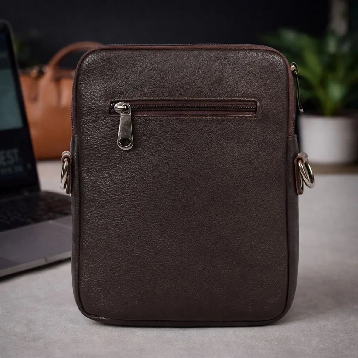 Leather Sling Bag vintage Crossbody Chest Bag - Image 1