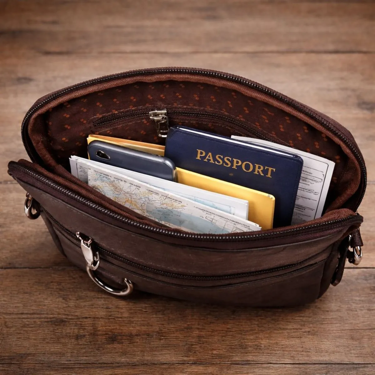 Leather Sling Bag vintage Crossbody Chest Bag - Image 3