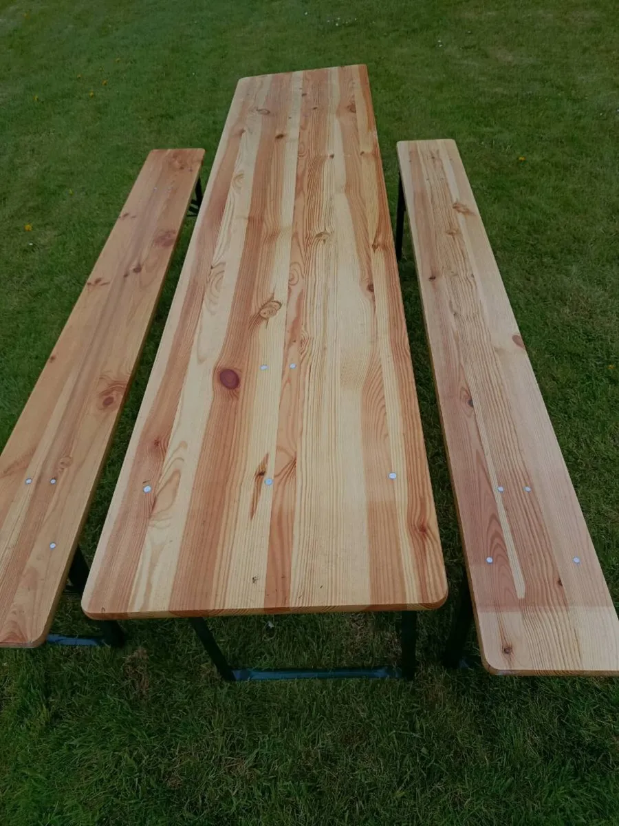 Outdoor table and 2 benches - Image 1