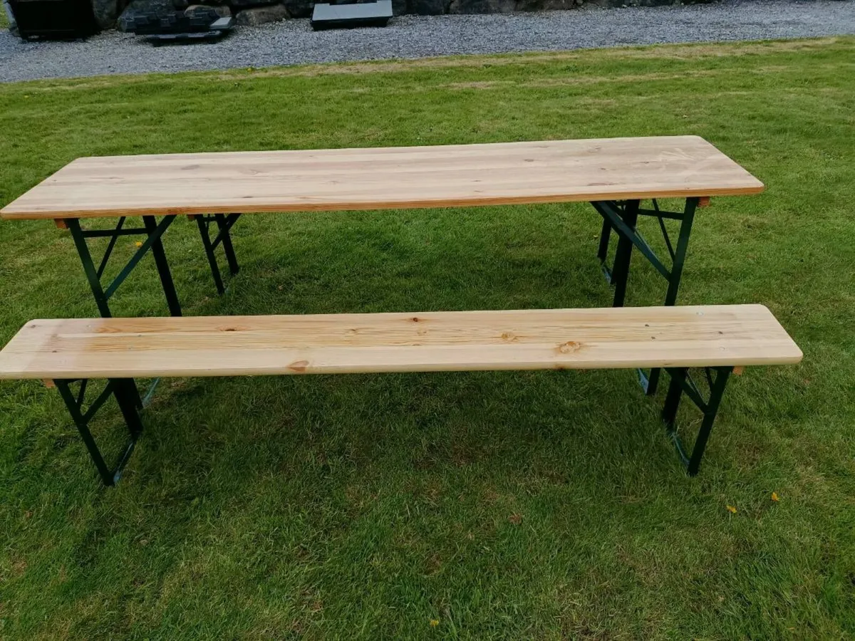 Outdoor table and 2 benches - Image 2