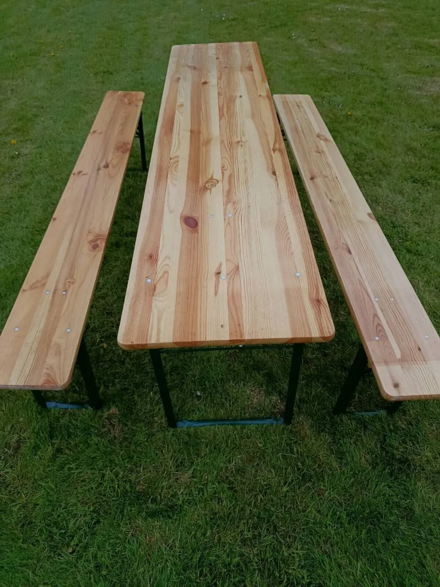 Outdoor table and 2 benches - Image 3