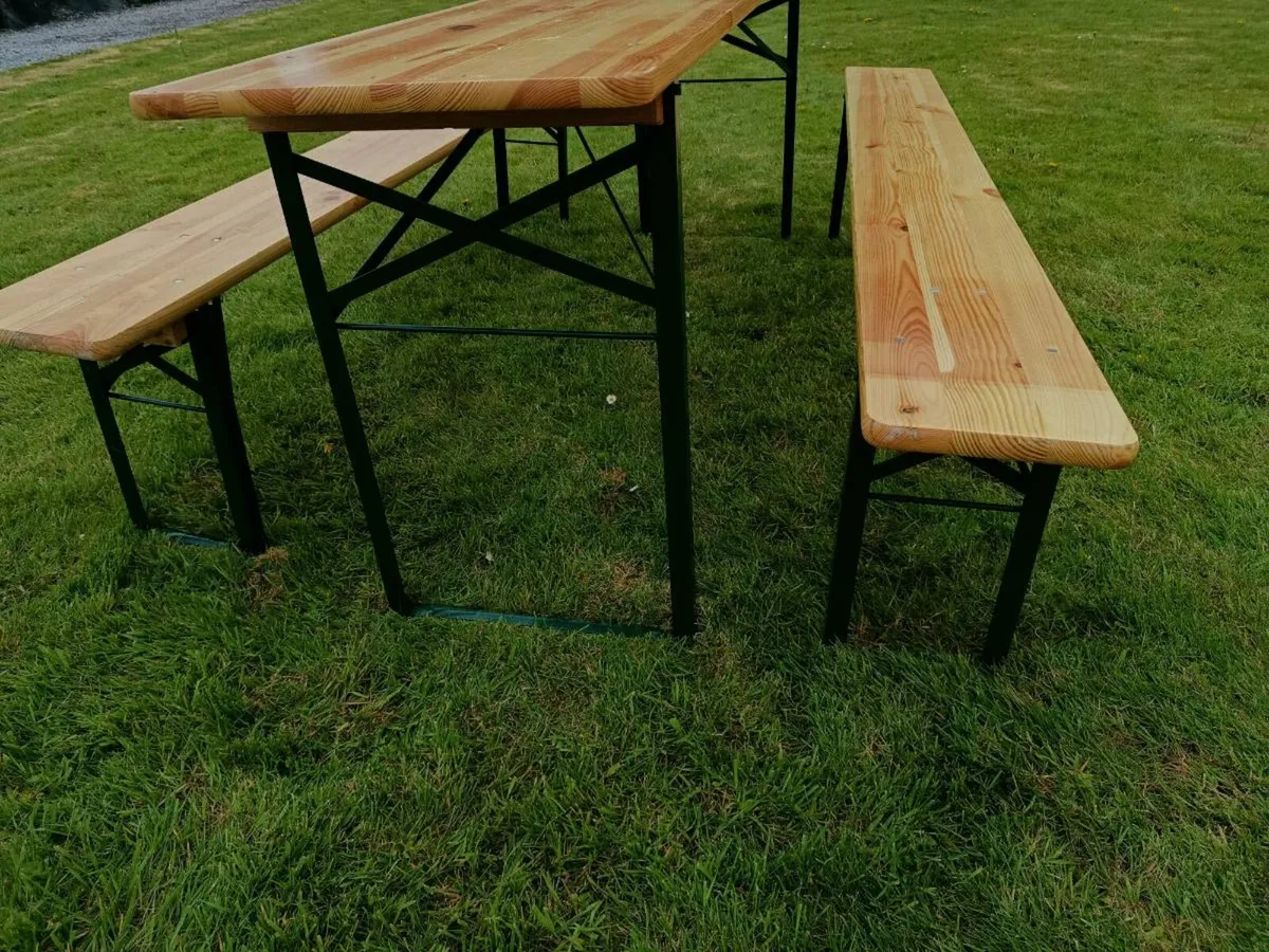 Outdoor table and 2 benches - Image 4