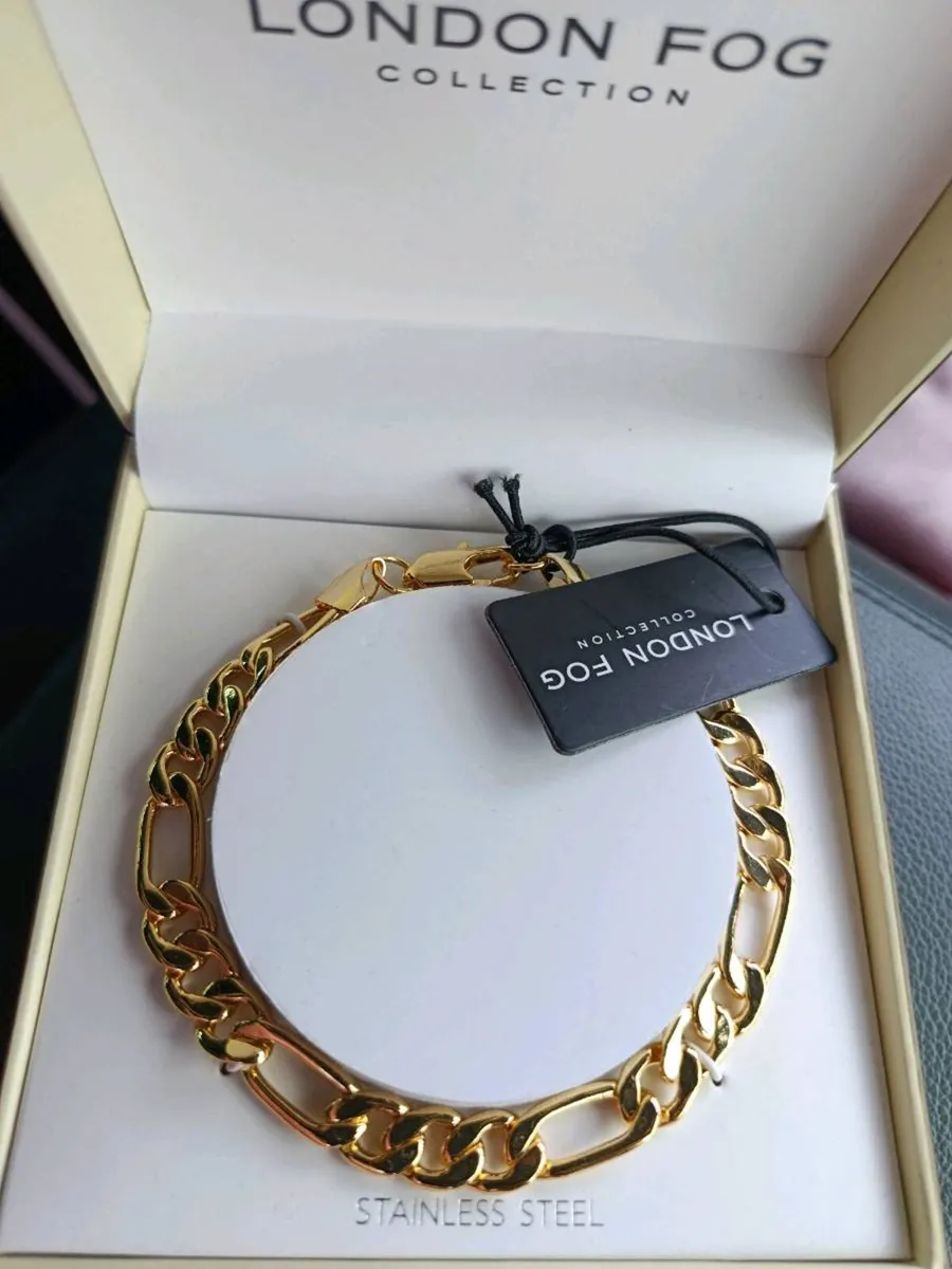 London Fog Gold link 8 inch Unisex Bracelet - Image 2