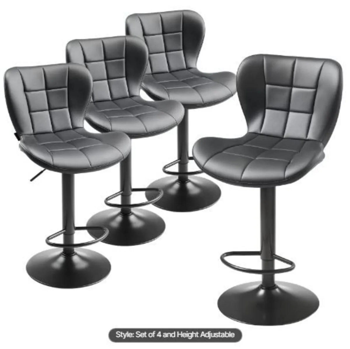Bar Stool Set of 4, Modern PU Leather - Image 4
