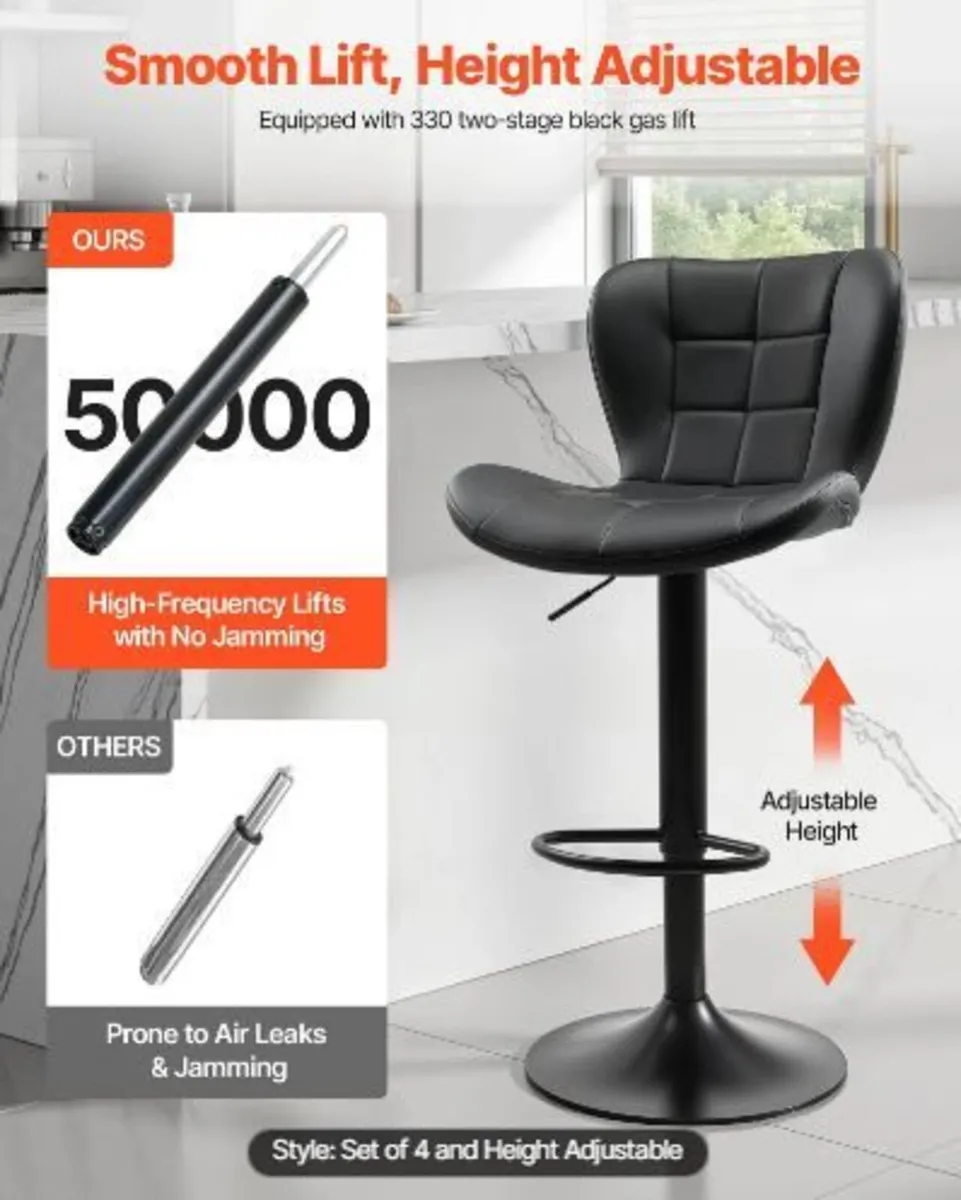 Bar Stool Set of 4, Modern PU Leather - Image 2