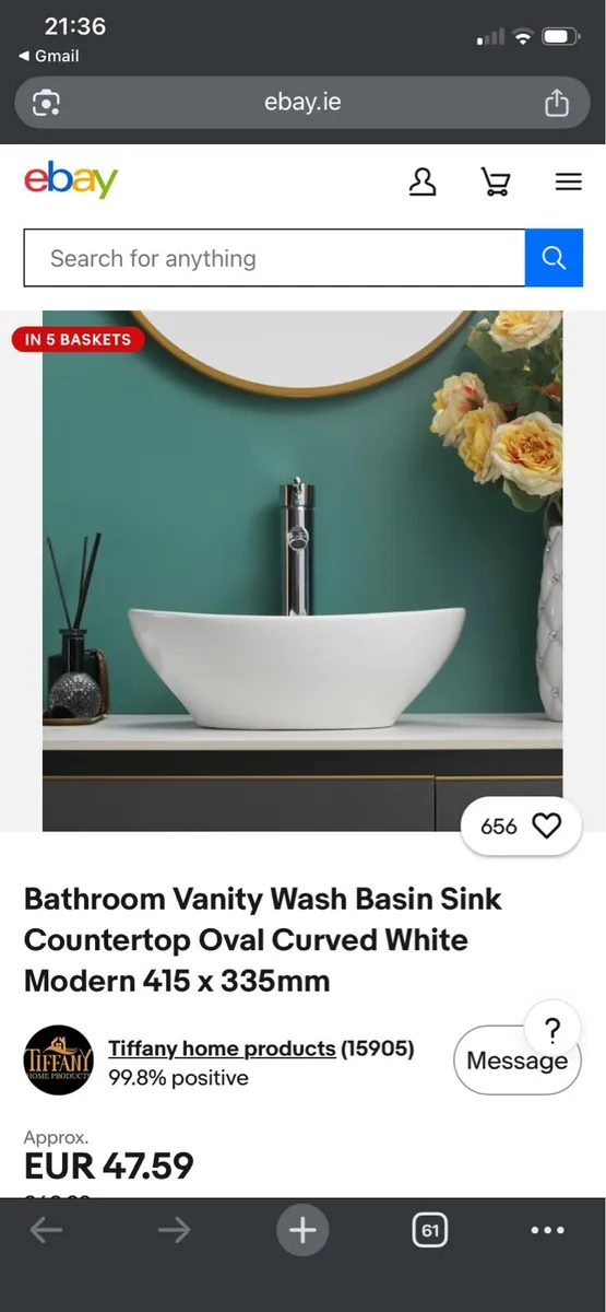 Beautiful curved wash basin - Image 3