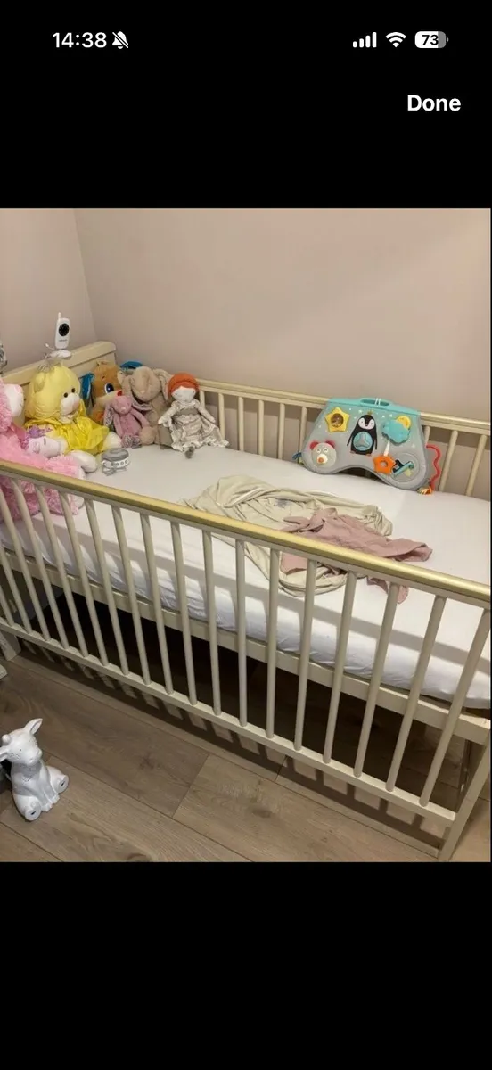 Baby cot bed and mattress - Image 1
