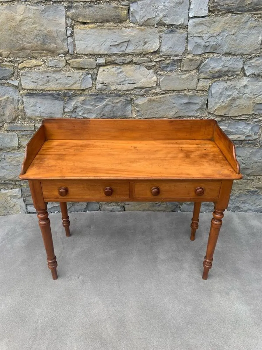 Victorian Pine Side Table with Gallery Back. - Image 2