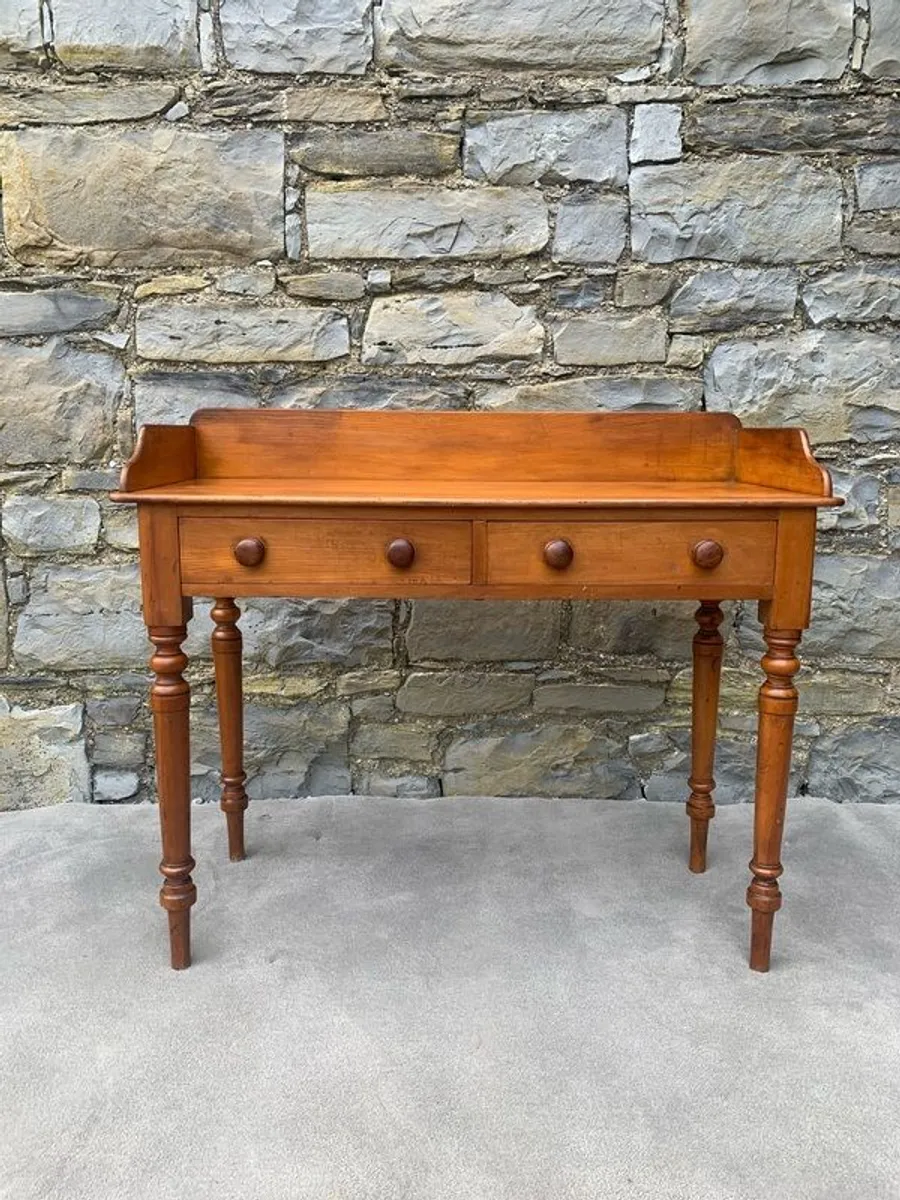 Victorian Pine Side Table with Gallery Back. - Image 1