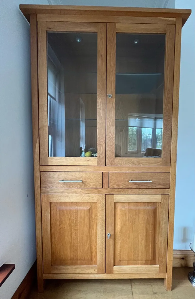 Solid Light Oak Display Cabinet