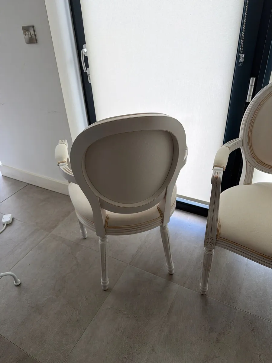 6 x Antique vintage cream chair with armrests - Image 4