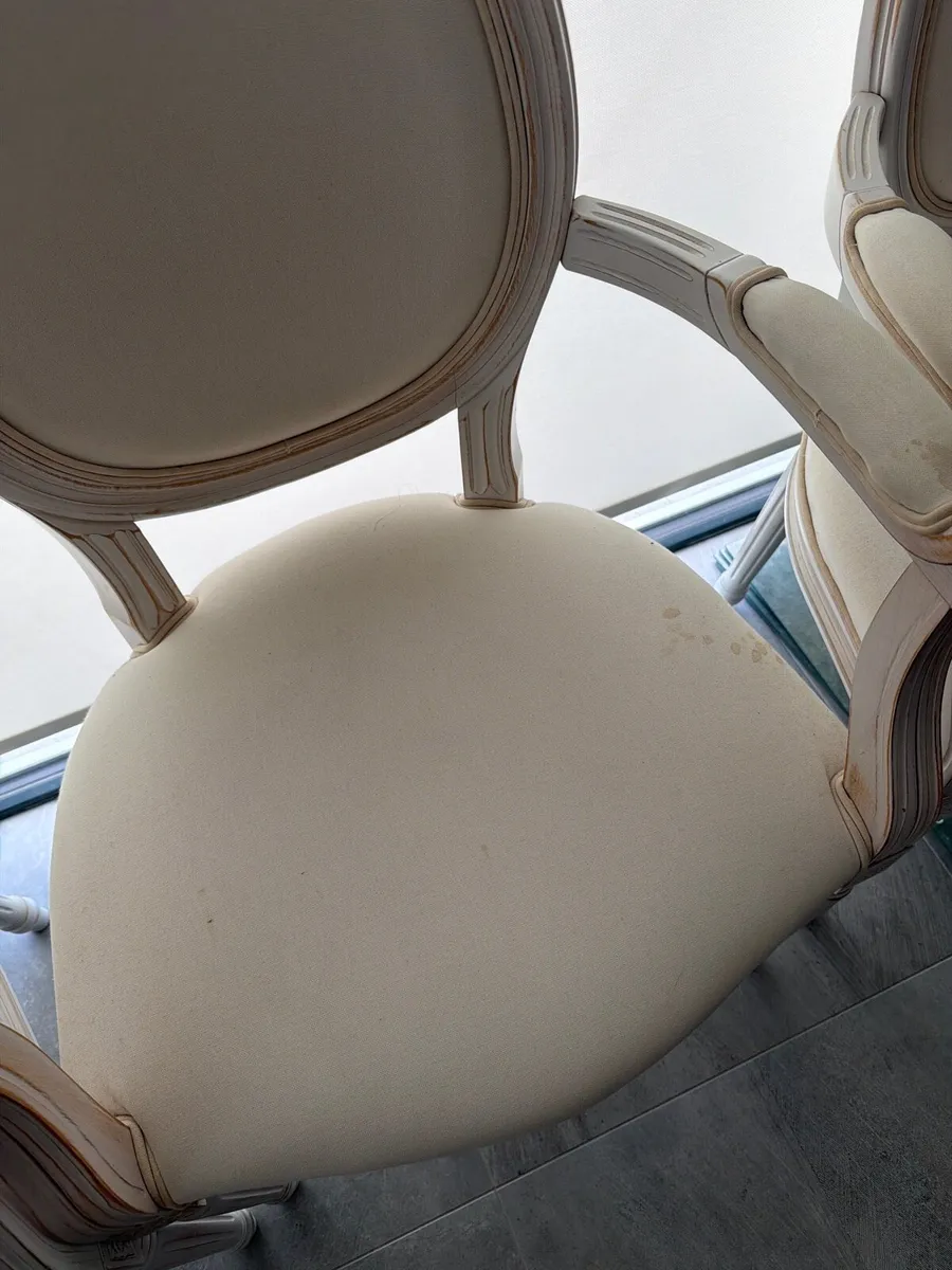 6 x Antique vintage cream chair with armrests - Image 3