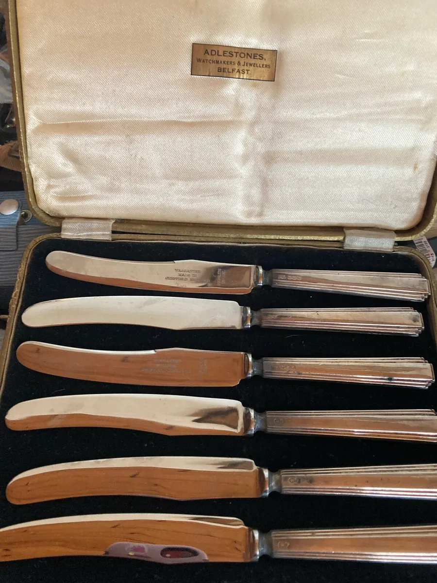 Sterling Silver boxed knight set vintage 1930c - Image 1