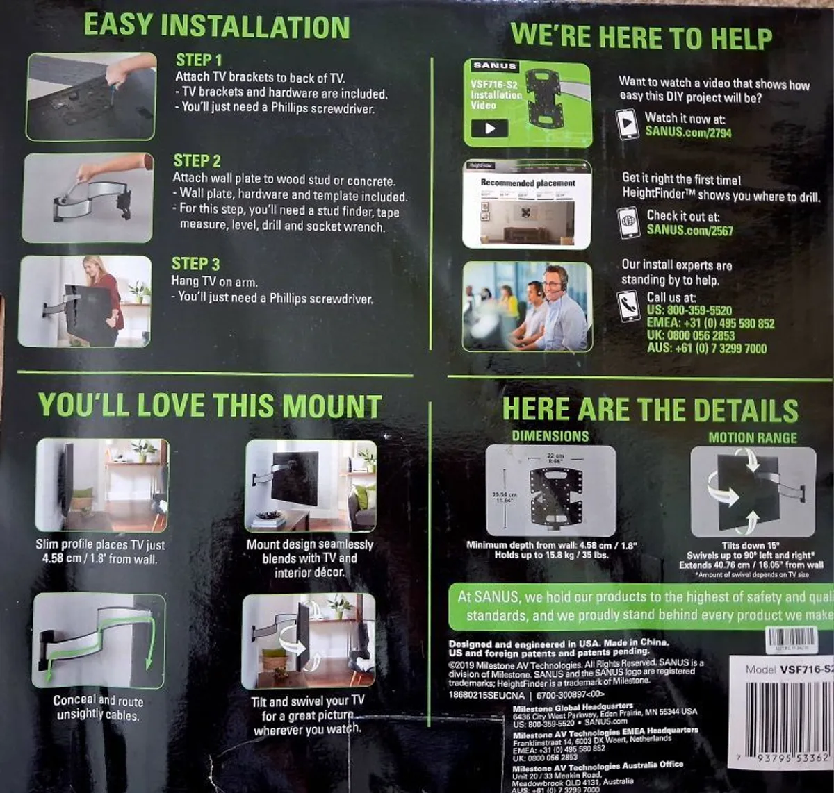 Sanus Full-motion Tv Wall Mount - Image 2