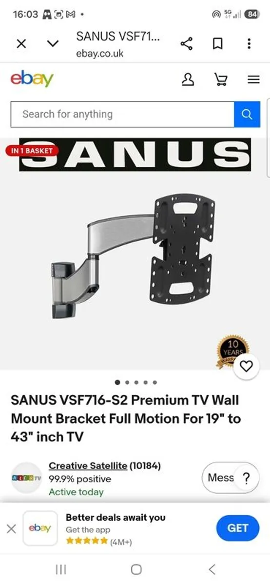 Sanus Full-motion Tv Wall Mount - Image 3