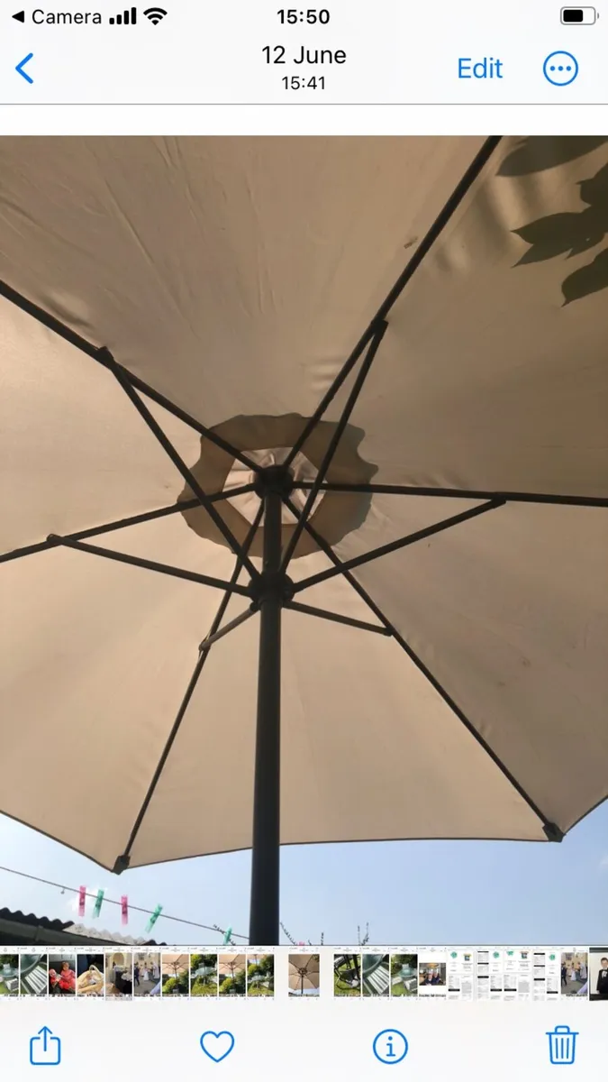 Outdoor Table Chairs and Parasol - Image 1