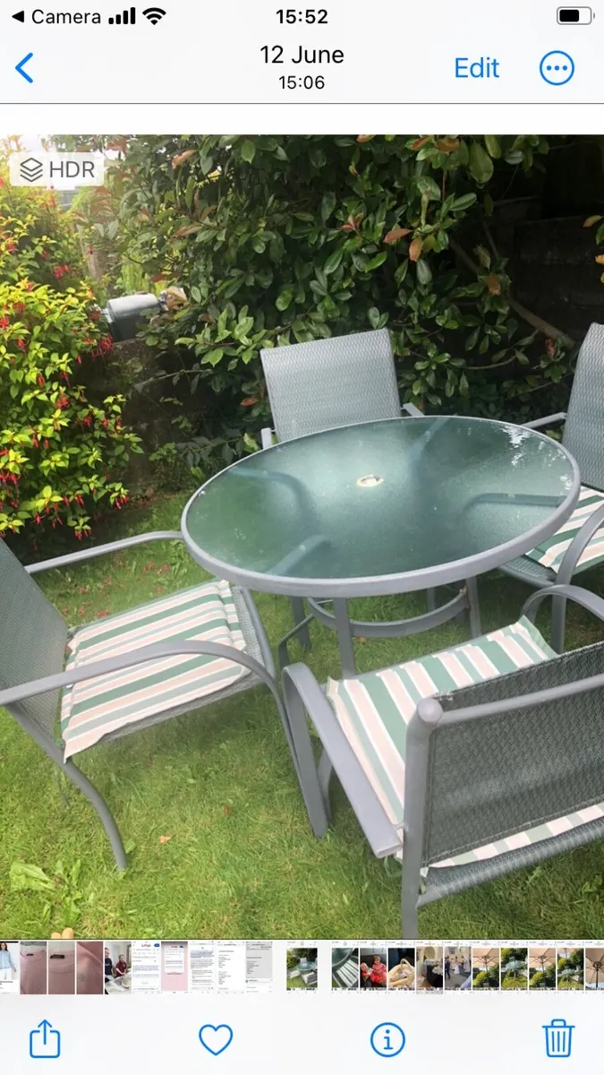 Outdoor Table Chairs and Parasol - Image 3
