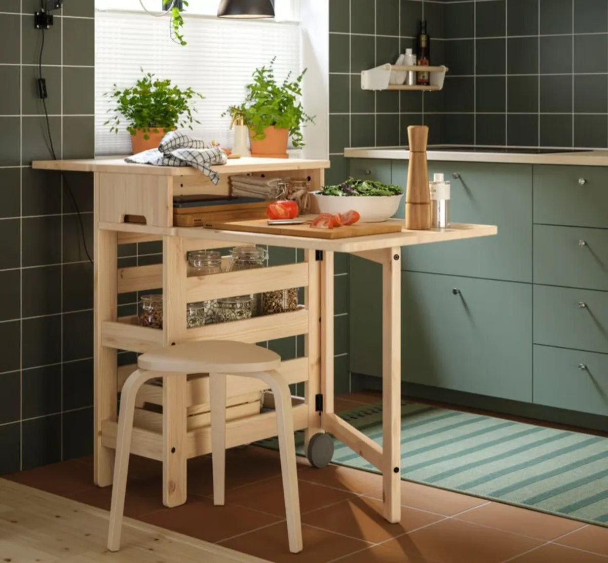 Drop leaf table with storage - Image 1