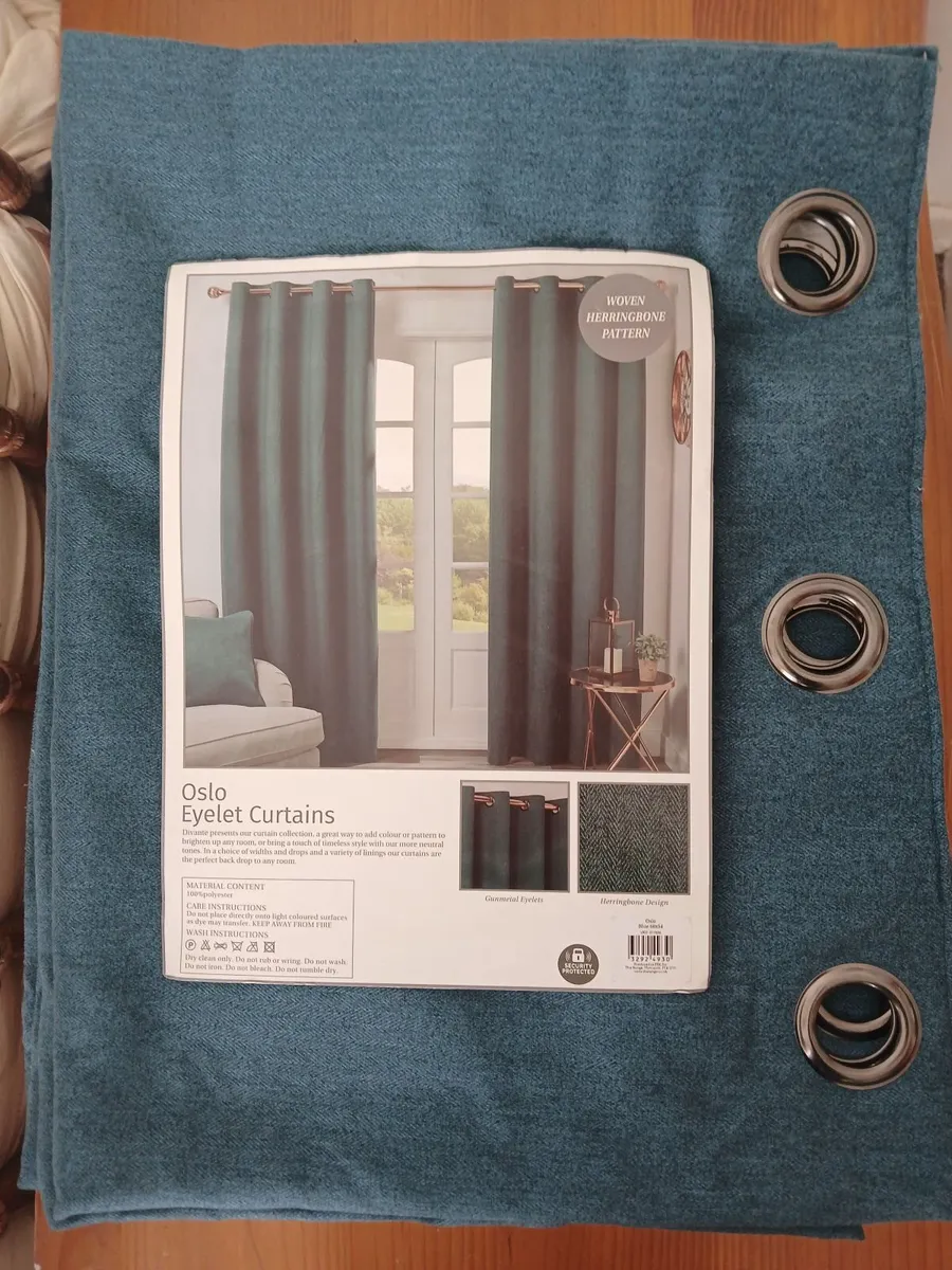 2no. DIVANTE Oslo Eyelet Curtains 66"x54 "90"x90" - Image 2